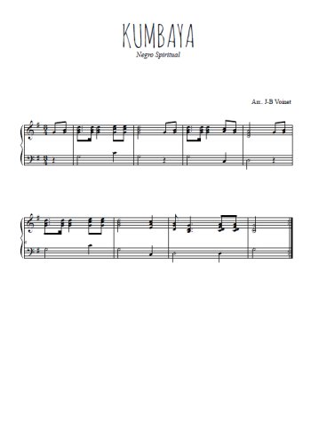 Téléchargez l'arrangement pour piano de la partition de Kumbaya en français en PDF